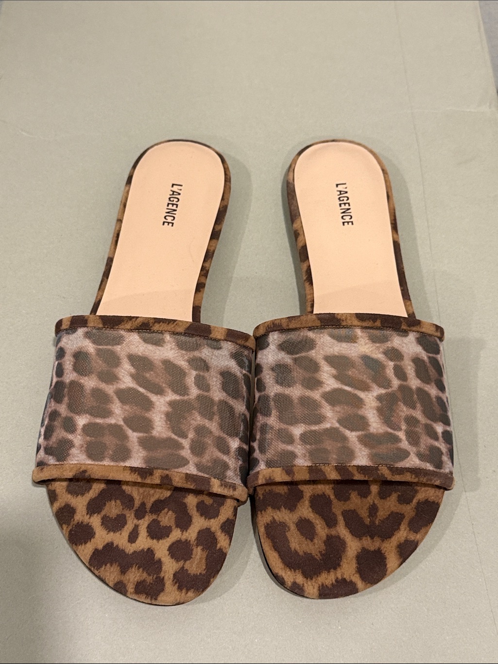 L'agence Leopard Print Slide Mules In Brown And Tan Size 9 Nwob
